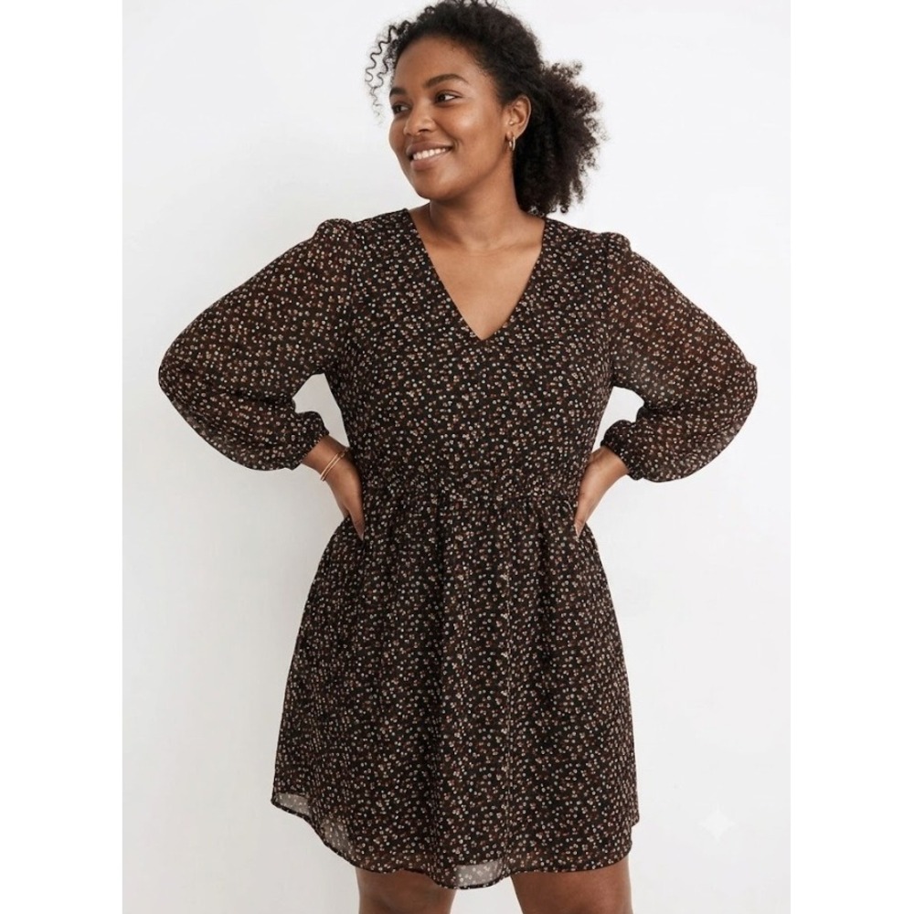 Madewell size XLP Georgette Button-Front Mini Dress in Adorable Ditsy‎ Floral